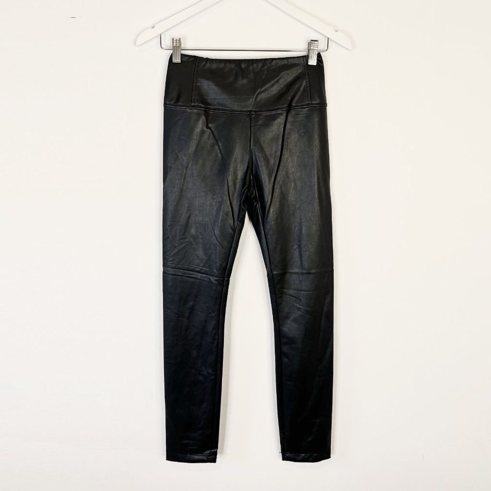 7 For All Mankind Black Faux Leather Leggings